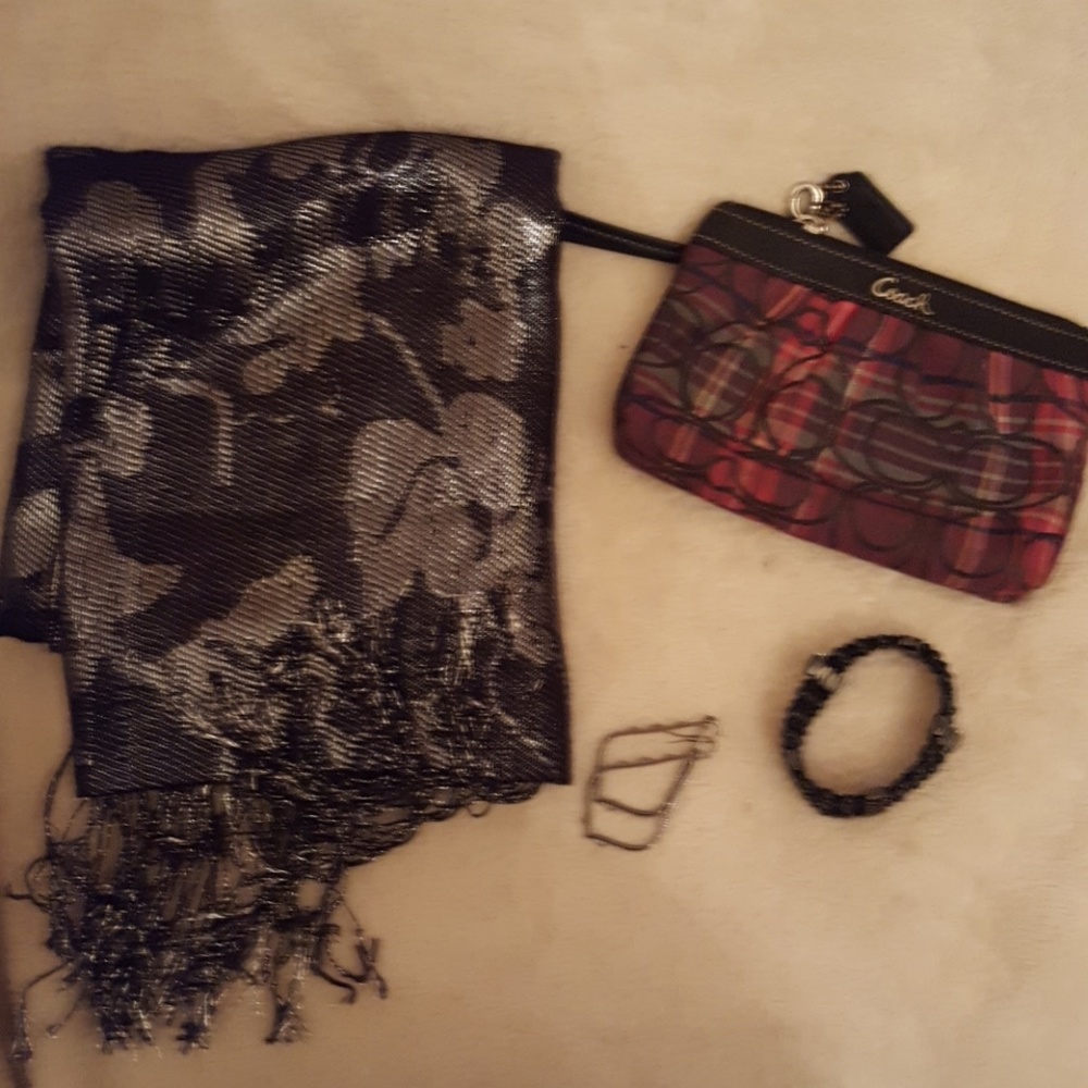 Coach Wristlet, Scarf/wrap, Earrings  Accessories